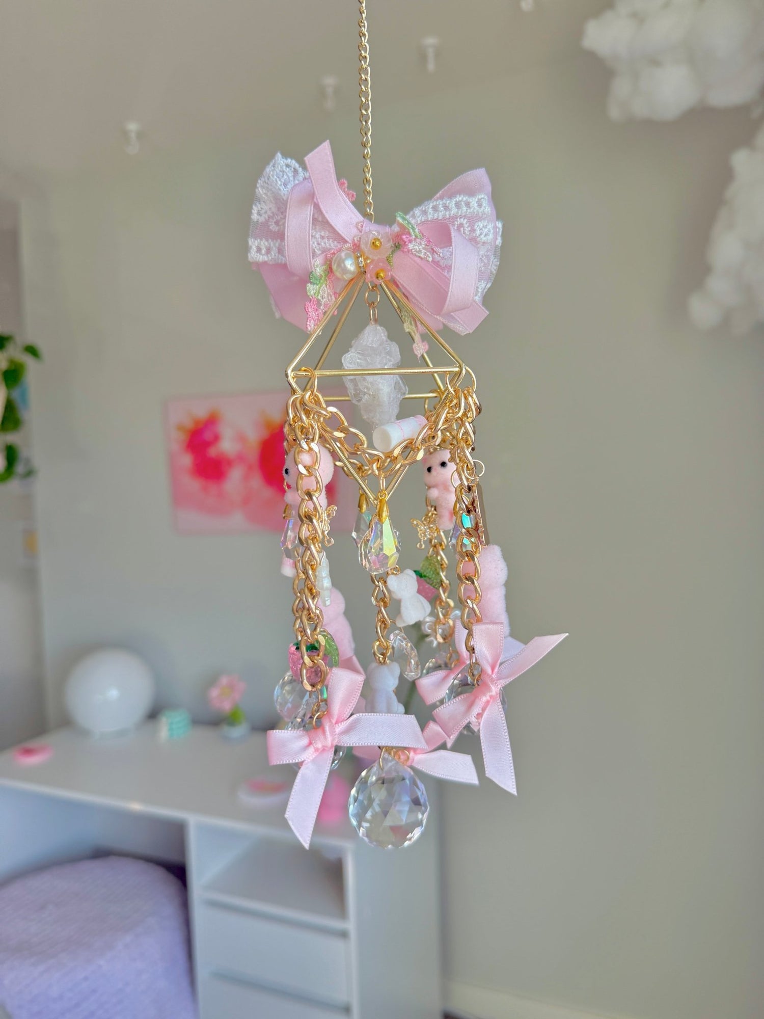Clear Quartz Crystal Pink Sun Catcher - catchandreflect